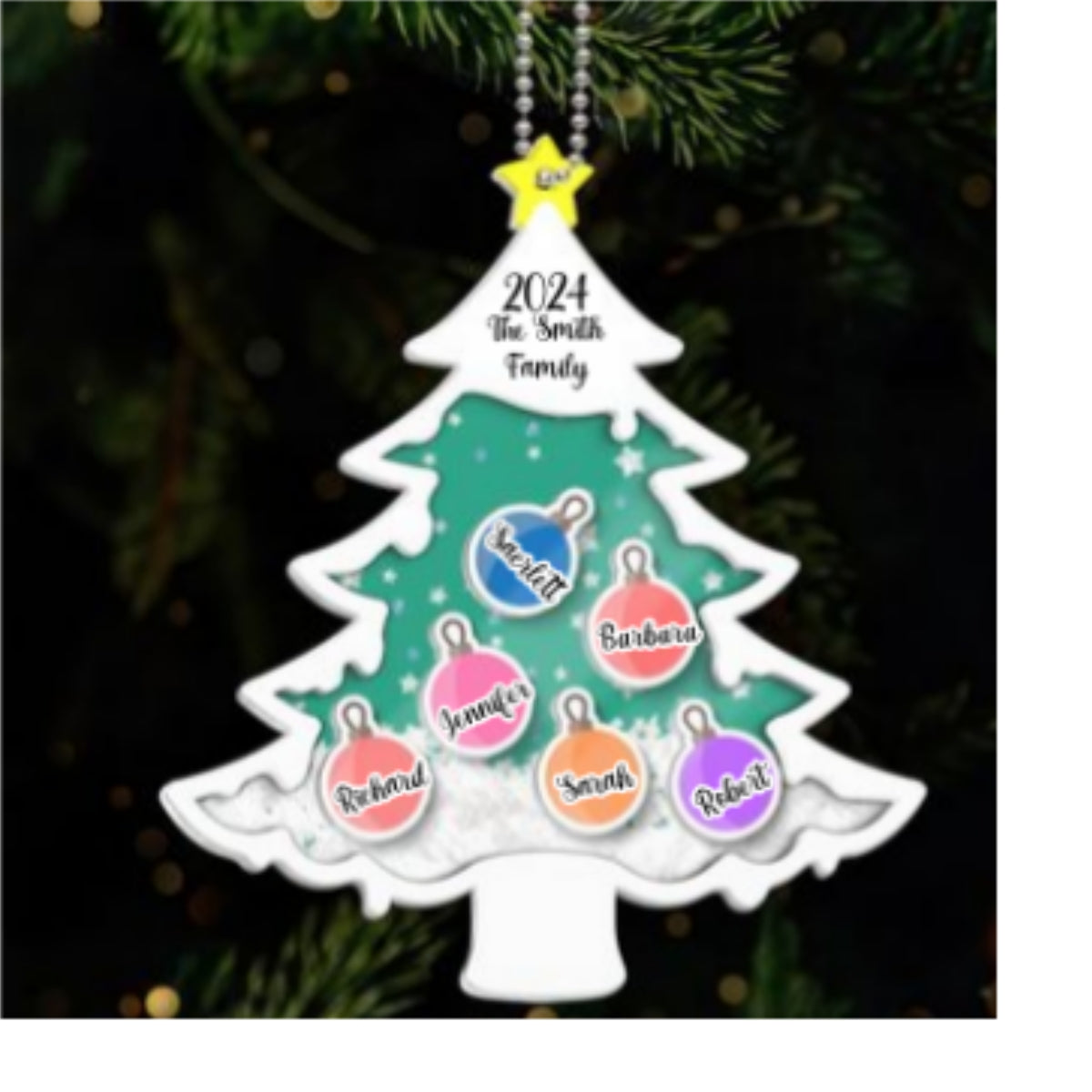 Family Christmas Tree Personalized Shaker Ornament, Christmas Gift For Family Members