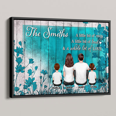 Teal Flower Family Sitting Personalized Poster
