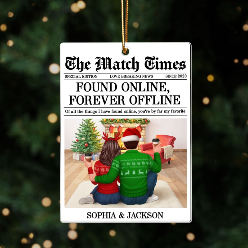The Match Times Online Dating Couple Personalized Acrylic Ornament - Christmas Gift for Husband, Wife