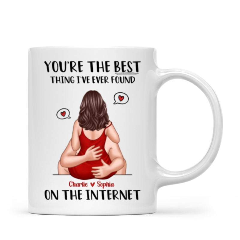 Online Dating Virtual Love Embrace Valentine‘s Couple Personalized Mug