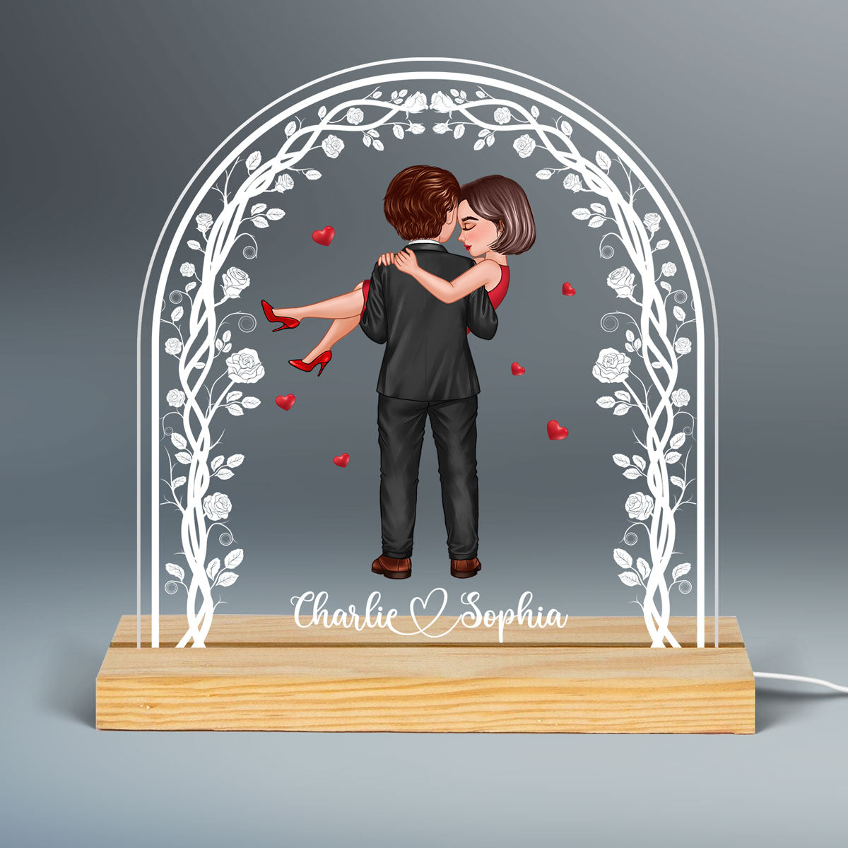 Embracing Hugging Doll Couple Flower Gate Personalized Custom Shape LED