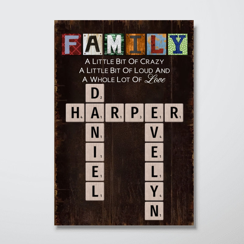Family A Whole Lot Of Love Crossword Puzzle Art Home Decor Personalized Poster