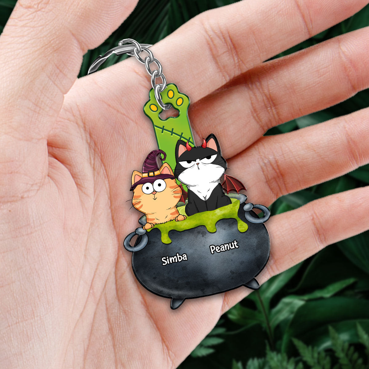 Halloween Cats In Poison Pot Personalized Acrylic Keychain