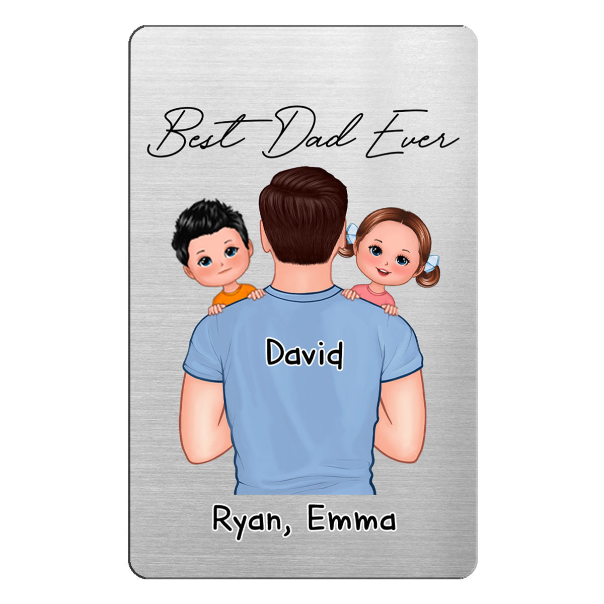 Dad Carrying Kids On Shoulder Gift For Dads Personalized Metal Wallet Card
