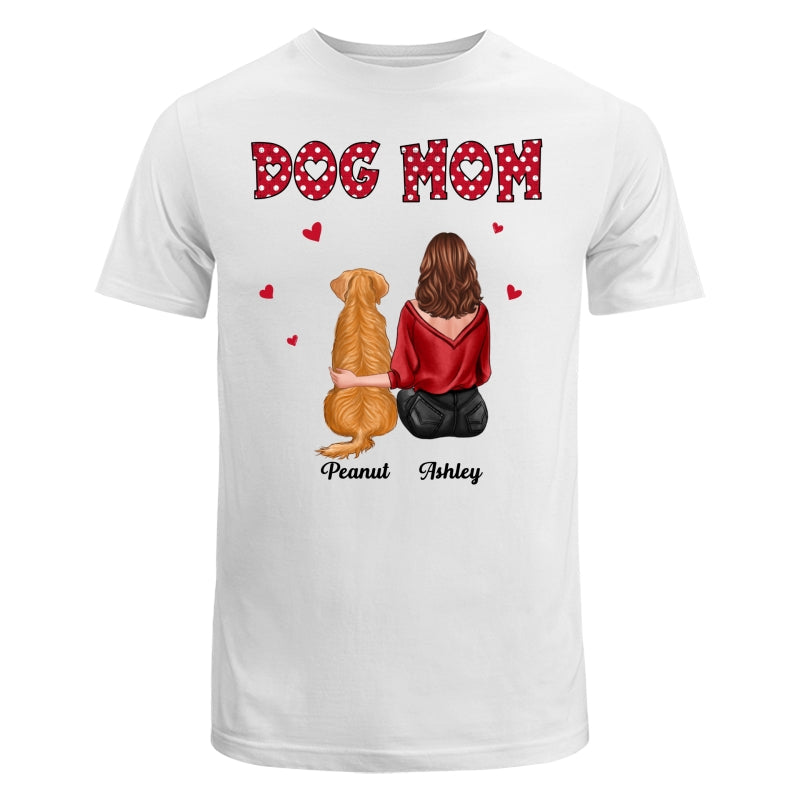 Polka Dot Pattern Back View Dog Mom Personalized Shirt