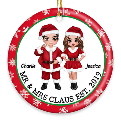 Mr Mrs Santa Claus Together Since Personalized Circle Ornament