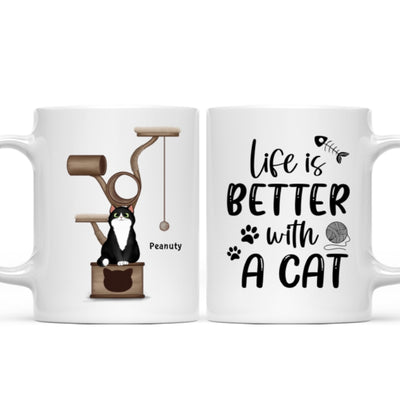 Life Is Better With Cats Fluffy Cat Tower Personalized Mug