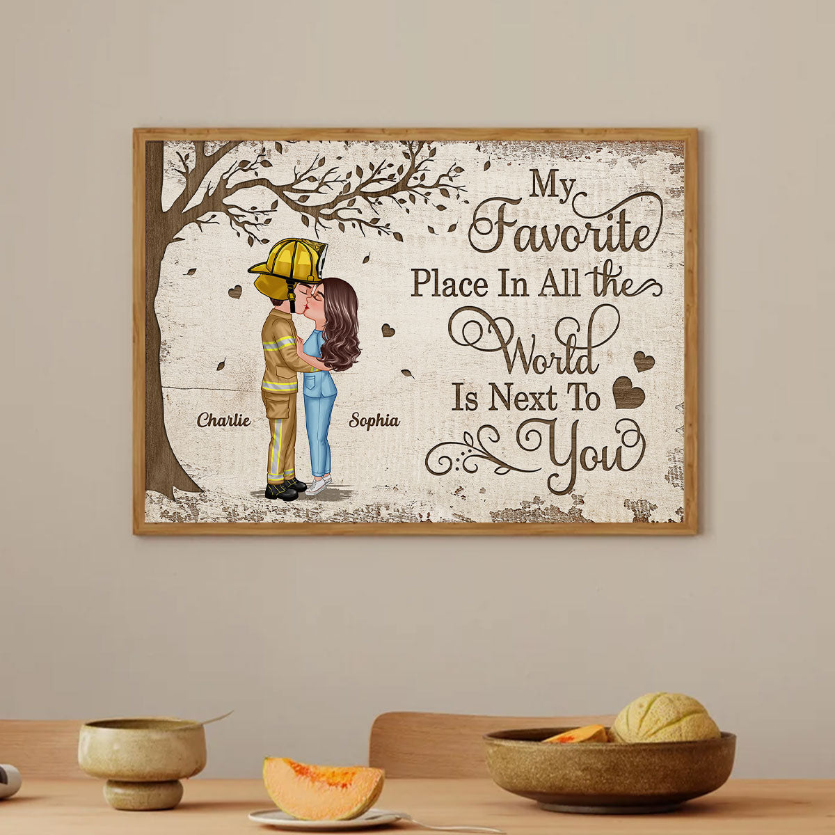 Favorite Place In The World Occupation Couple Kissing Personalized Poster, Unique Valentine's Day Gift For Him, Gift For Her