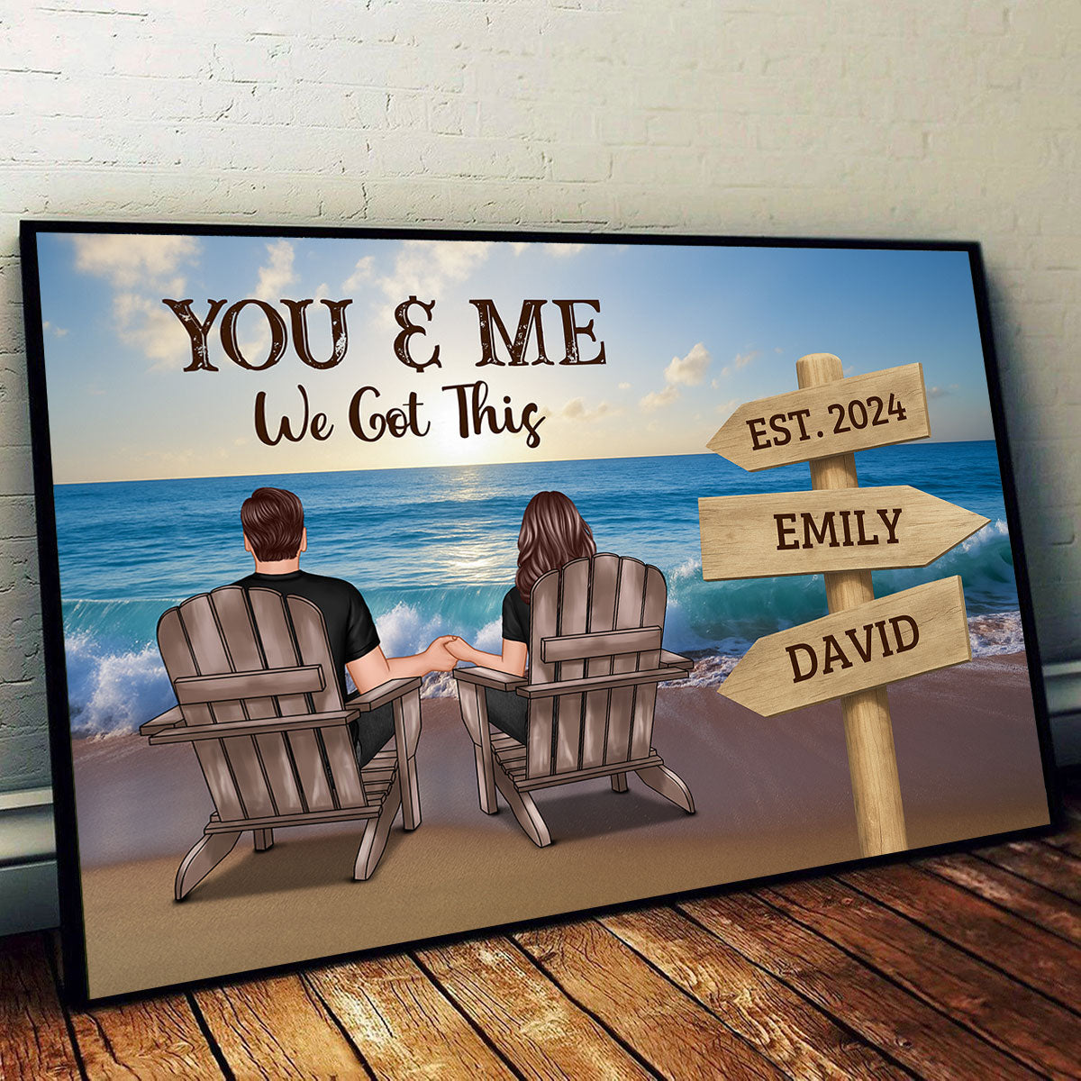 Seaside Signs of Us Personalized Poster, Anniversary Gift for Couples, for Him, for Her