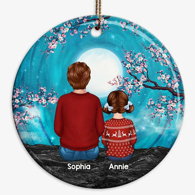 Grandma Grandkids Blue Moon Blossom Tree Personalized Circle Ornament