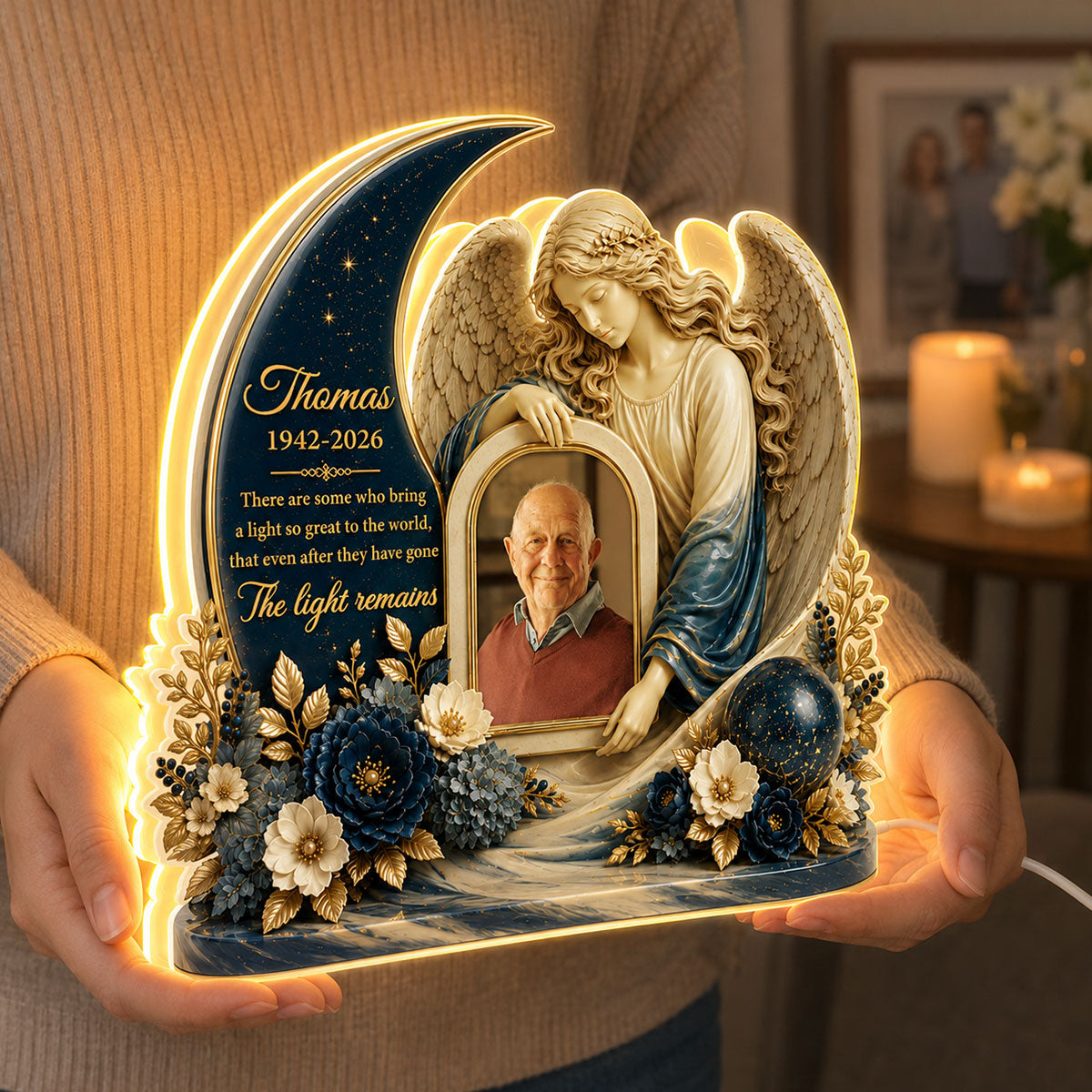 Your Light Remains Memorial - Personalized Light Box - Heartfelt Sympathy Keepsake, Remembrance Gift for Loss of Loved One