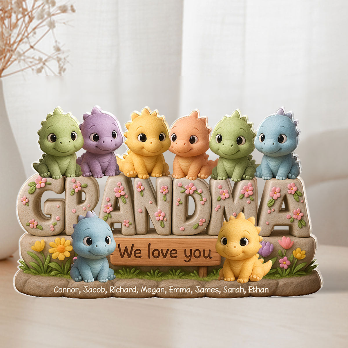Grandmasaurus Custom Shaped Personalized Acrylic Block Plaque, Perfect 2025 Gift For Mom, For Grandma