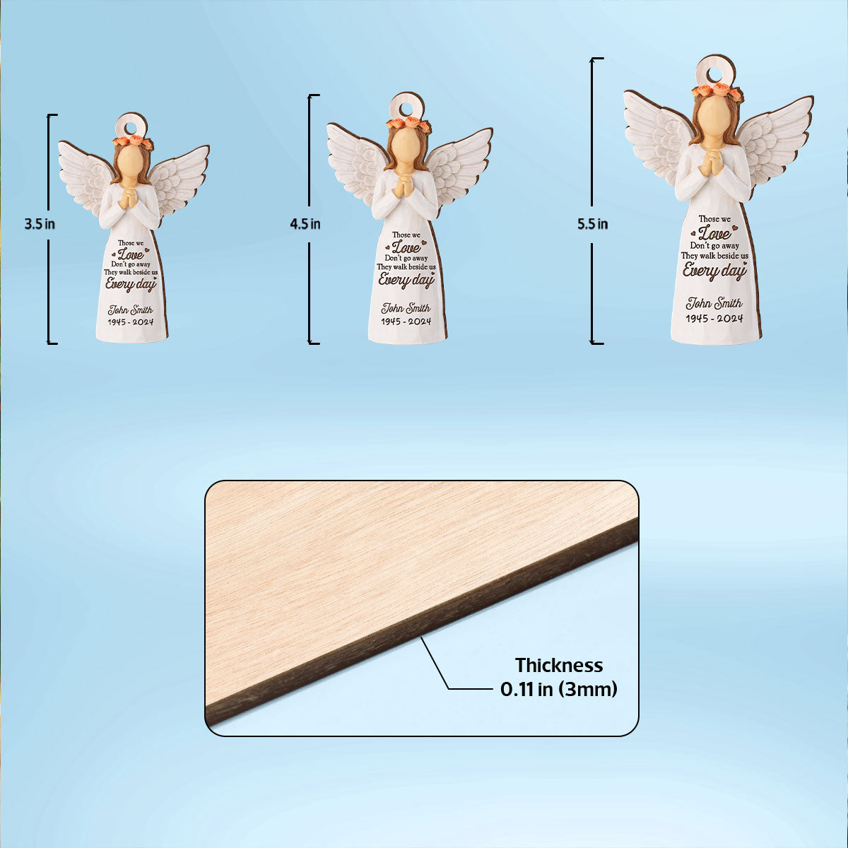 Those We Love Don't Go Away They Walk Beside Us Everyday, Personalized 3D Effect Wooden Ornament, Memorial Sympathy Remembrance Gift for Loved Ones