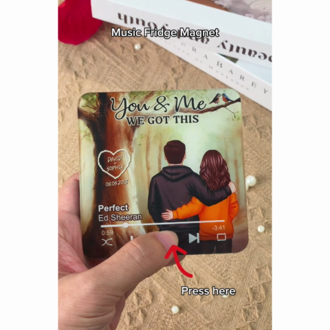 Couple Names Carved On Tree Of Love Personalized Music Fridge Magnet, Heartfelt 2025  Gift For Couple, For Him, For Her, Boyfriend, Girlfriend, Husband, Wife