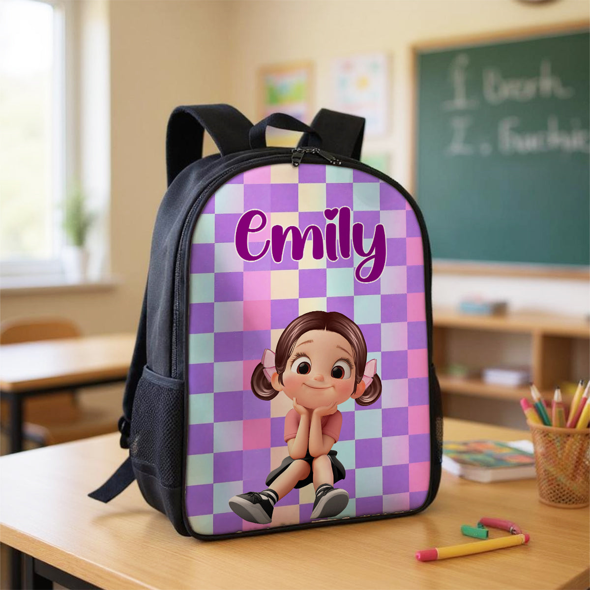 Floral Pink Pattern Personalized Backpack, Custom Back to School Kids Backpack, Kindergarten Elementary School Bookbag for Girl