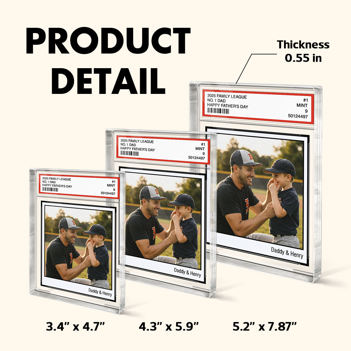 Custom Photo No. 1 Dad Trading Card Vintage Style Personalized Acrylic Block Plaque