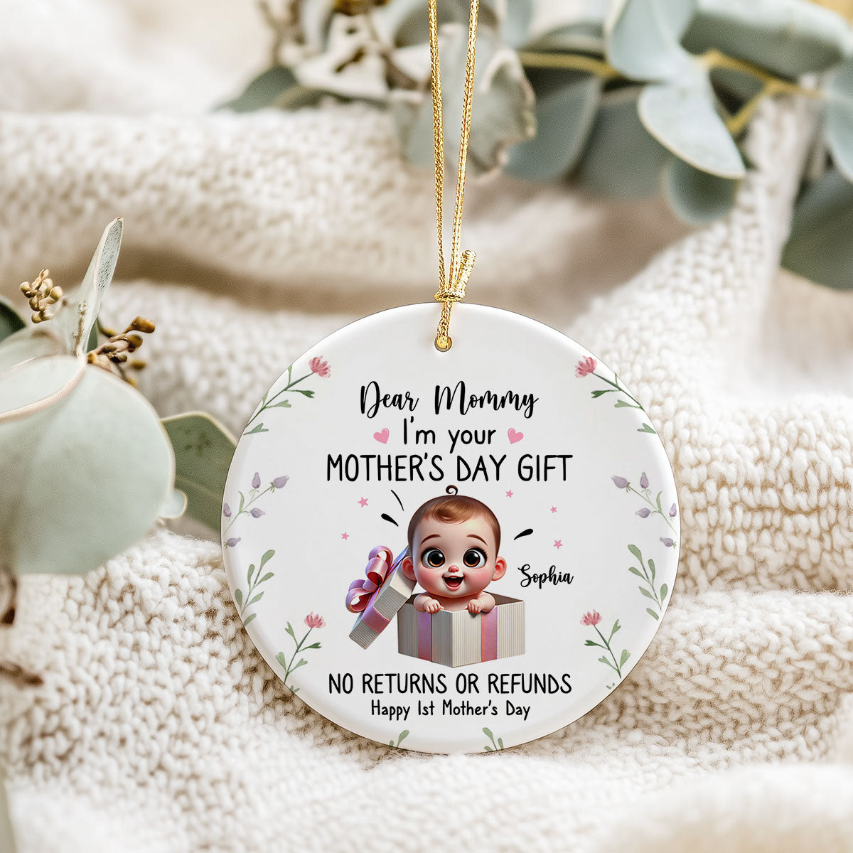 Dear Mom I'm Your Mother's Day New Mom Gift Personalized Ceramic Ornament, Funny Gift For Wife