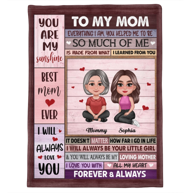 To My Mom Pink Palette Pretty Mother & Daughter Personalized Fleece Blanket