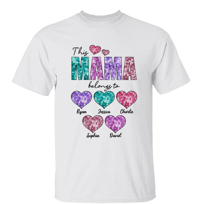 This Grandma Mom Belongs To Faux Sequin Hearts Personalized Shirt