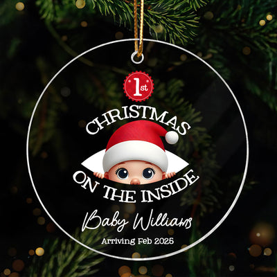 Personalized Baby's First Christmas On the Inside Acrylic Ornament, Custom Pregnancy Reveal Ornament, Expecting Parents