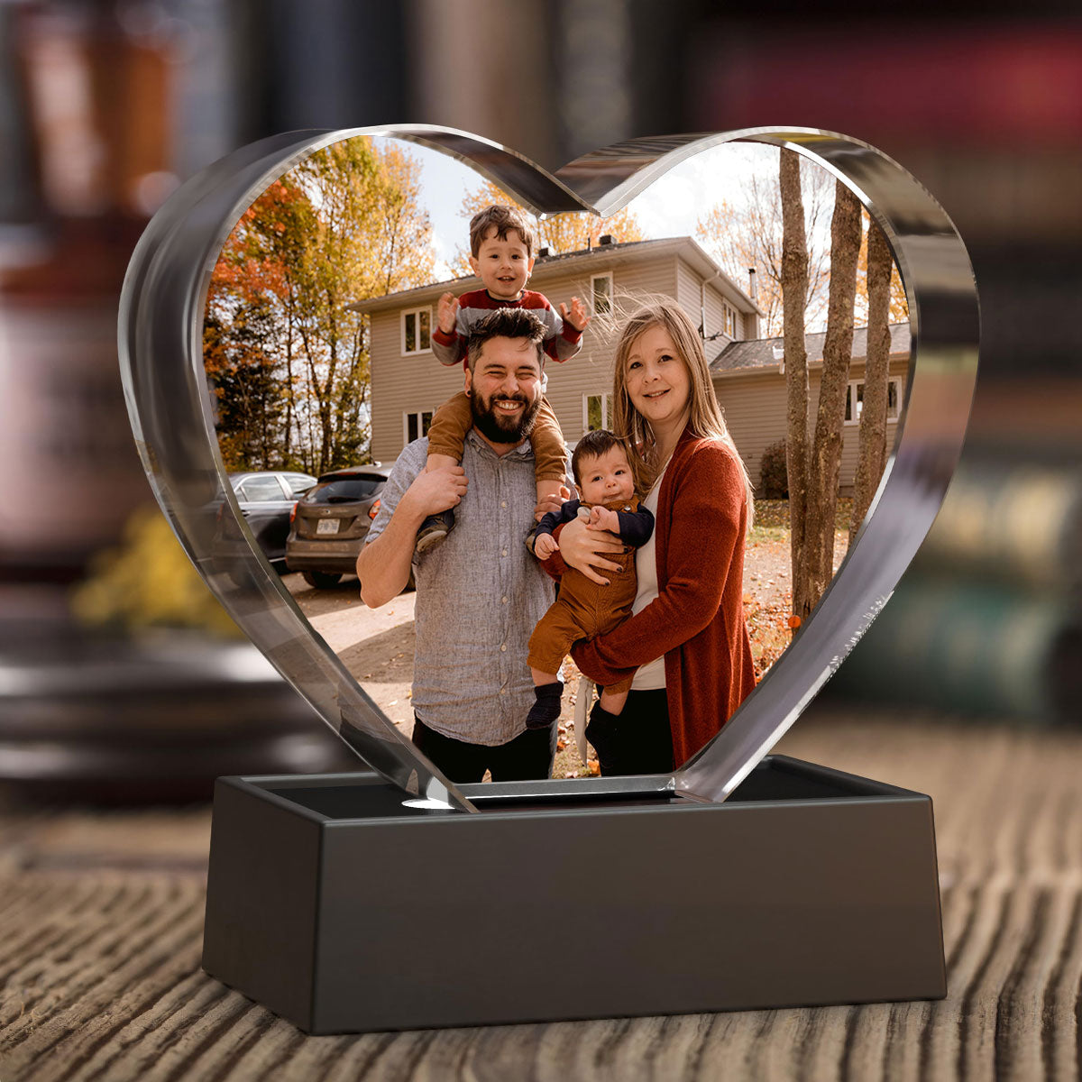 Personalized Photo Print Premium Crystal Heart Led, Created in a Moment, Treasured forever,  gift for him, gift for her - Free Shipping included