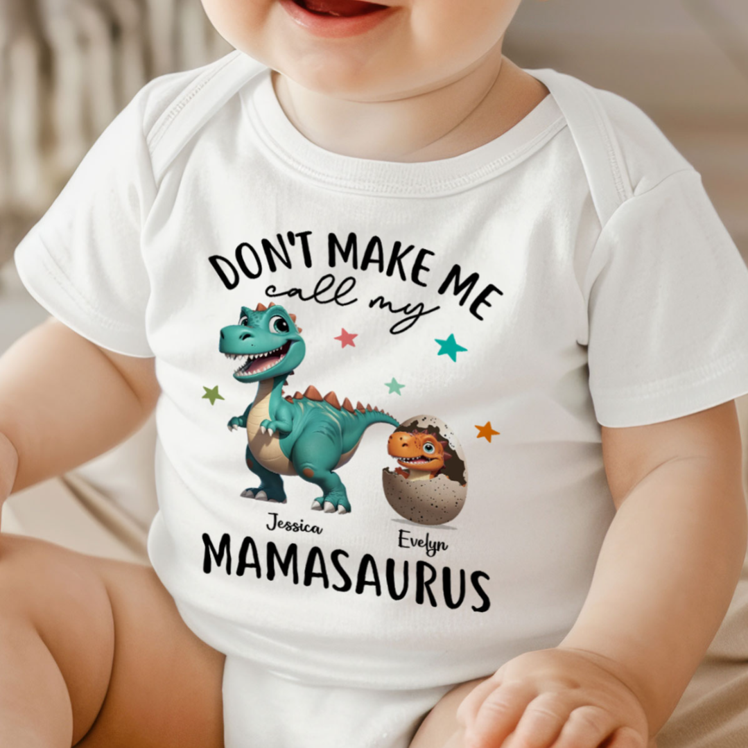 Don't Make Me Call My Mamasaurus Grandmasaurus Personalized Kid Shirt