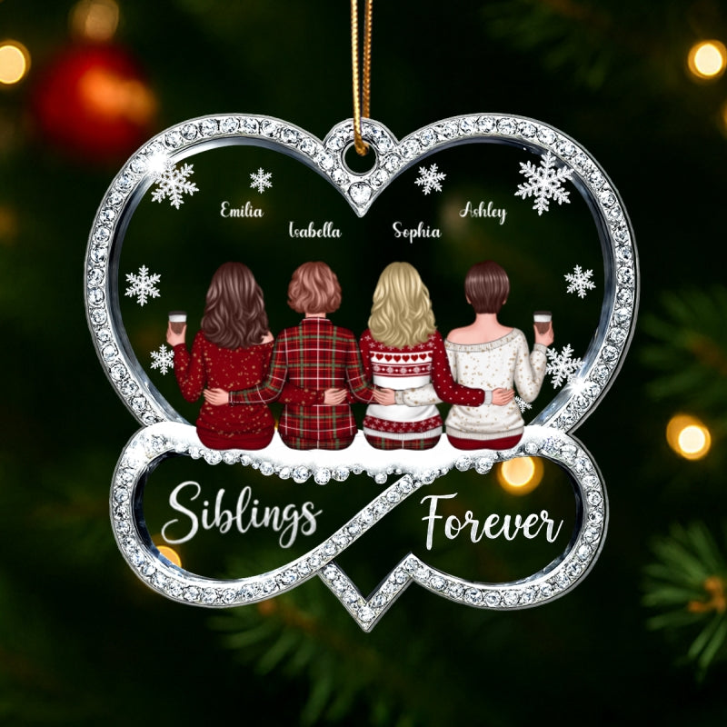 Sisters Forever Infinity Love 3D Crystal Effect - Personalized Acrylic Ornament - Christmas Gift for Sisters Siblings
