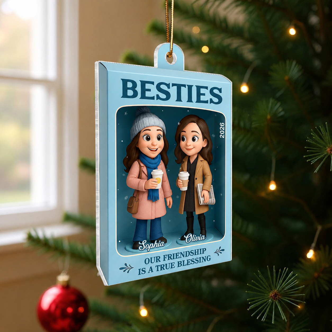 Besties Where You Lead I Will Follow Toy Box Style - Personalized Acrylic Ornament - Christmas Gift For Best Friends