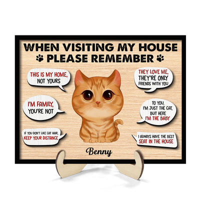 Remember When Visiting Cats House Watercolor Cats Personalized 2-layer Wooden Plaque