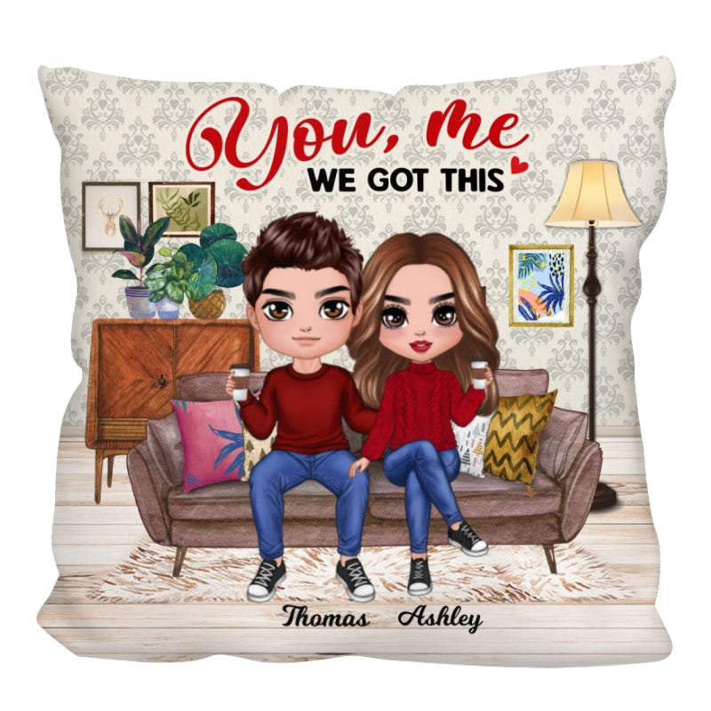 Doll Couple Sitting In Living Room Personalized Pillow