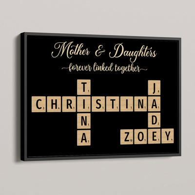 Mother & Father & Daughters & Sons Forever Linked Together Crossword Puzzle Art Personalized Poster, Gift For Mom, Daughters