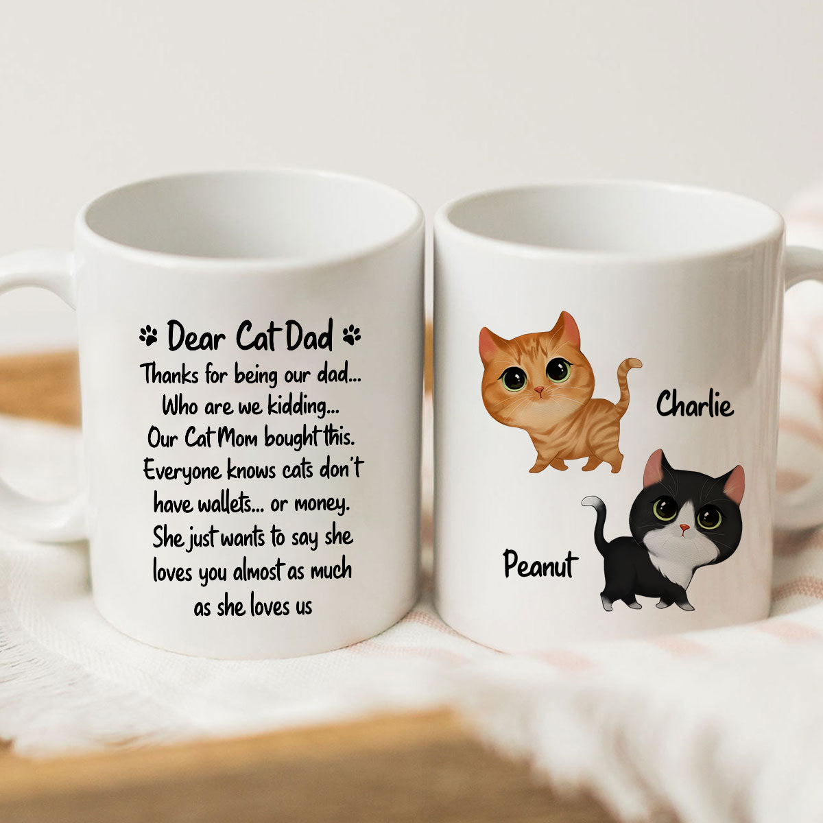Our Cat Mom Bought This Father‘s Day Gift Watercolor Cute Cats Walking Personalized Mug