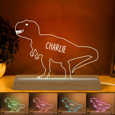 Dinosaur Kids Names Gift For Kids Grandkids Personalized Custom Shape Acrylic Plaque LED Night Light