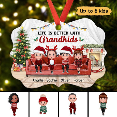 Better With Grandkids Sitting On Sofa Personalized Christmas Ornament