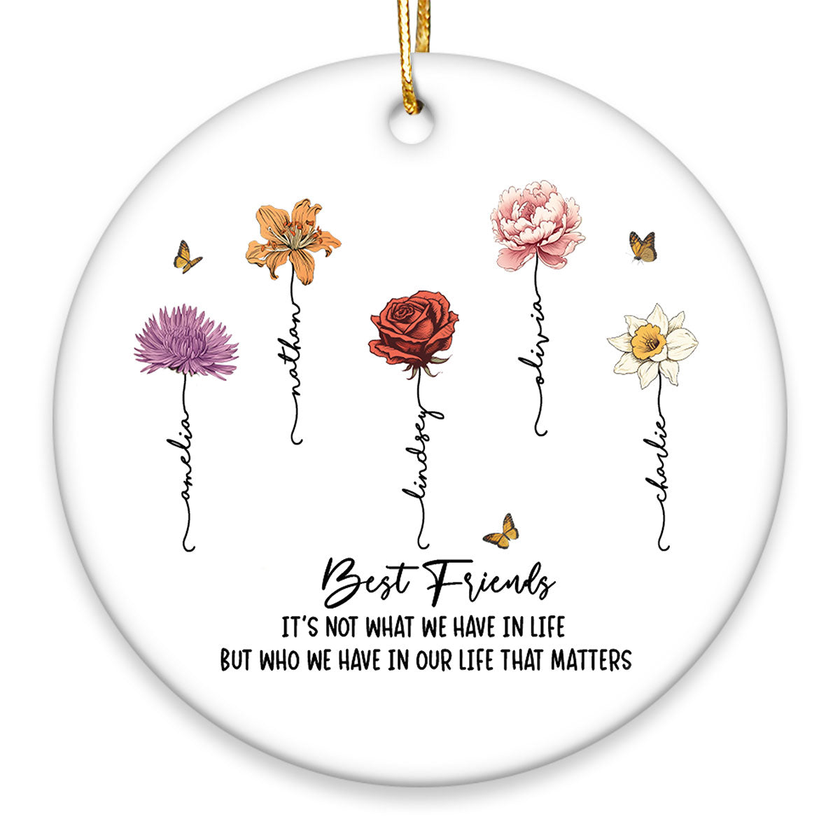 It's Who We Have In Life That Matters Personalized Ceramic Ornament, Best Friend Friendship Birth Month Christmas Gift, Birthday Gift