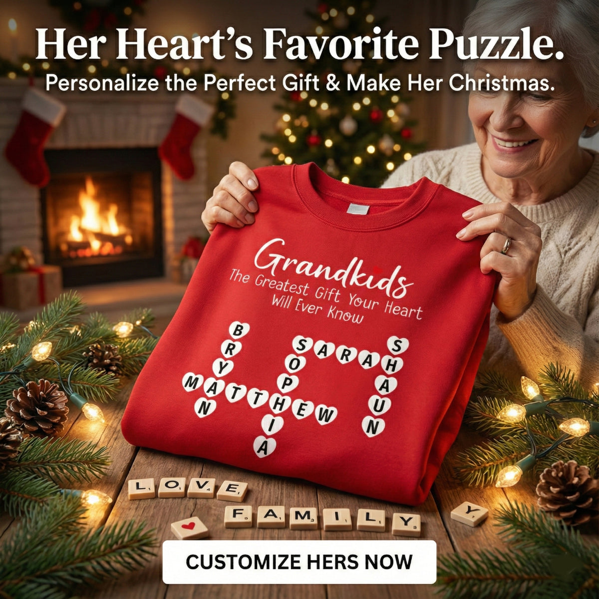 Grandkids Make Life Grand Coquette Floral Pattern Crossword Puzzle Art - Personalized Shirt