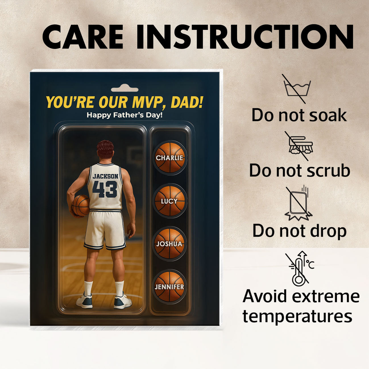 You're My MVP Dad Basketball With Kids' Names Custom Figure Personalized Acrylic Block Plaque, Perfect Father's Day Gift For Him, For Basketball Dad