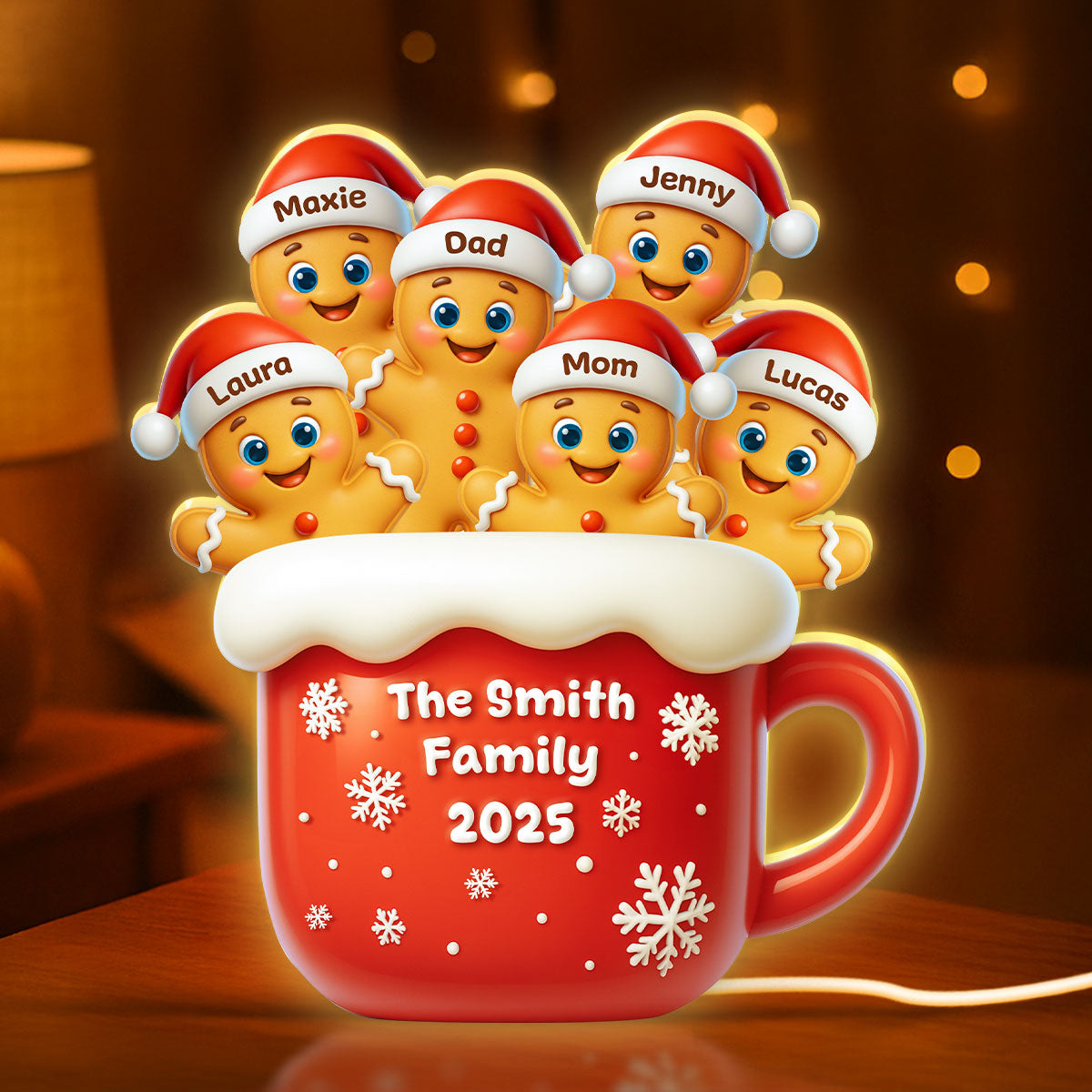 Family Gingerbread - Personalized Light Box - Heartwarming Festive Christmas Decor