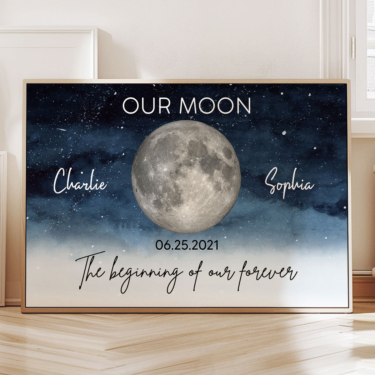 Starry Night Eternal Love Couple Custom Moon Phase Anniversary Date Personalized Poster