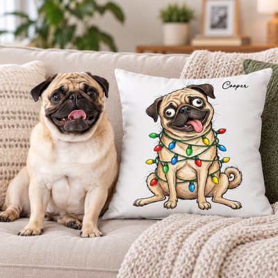 Custom Pet Portrait Quirky Silly Dog - Pillow - Funny Christmas Gift For Dog Lover