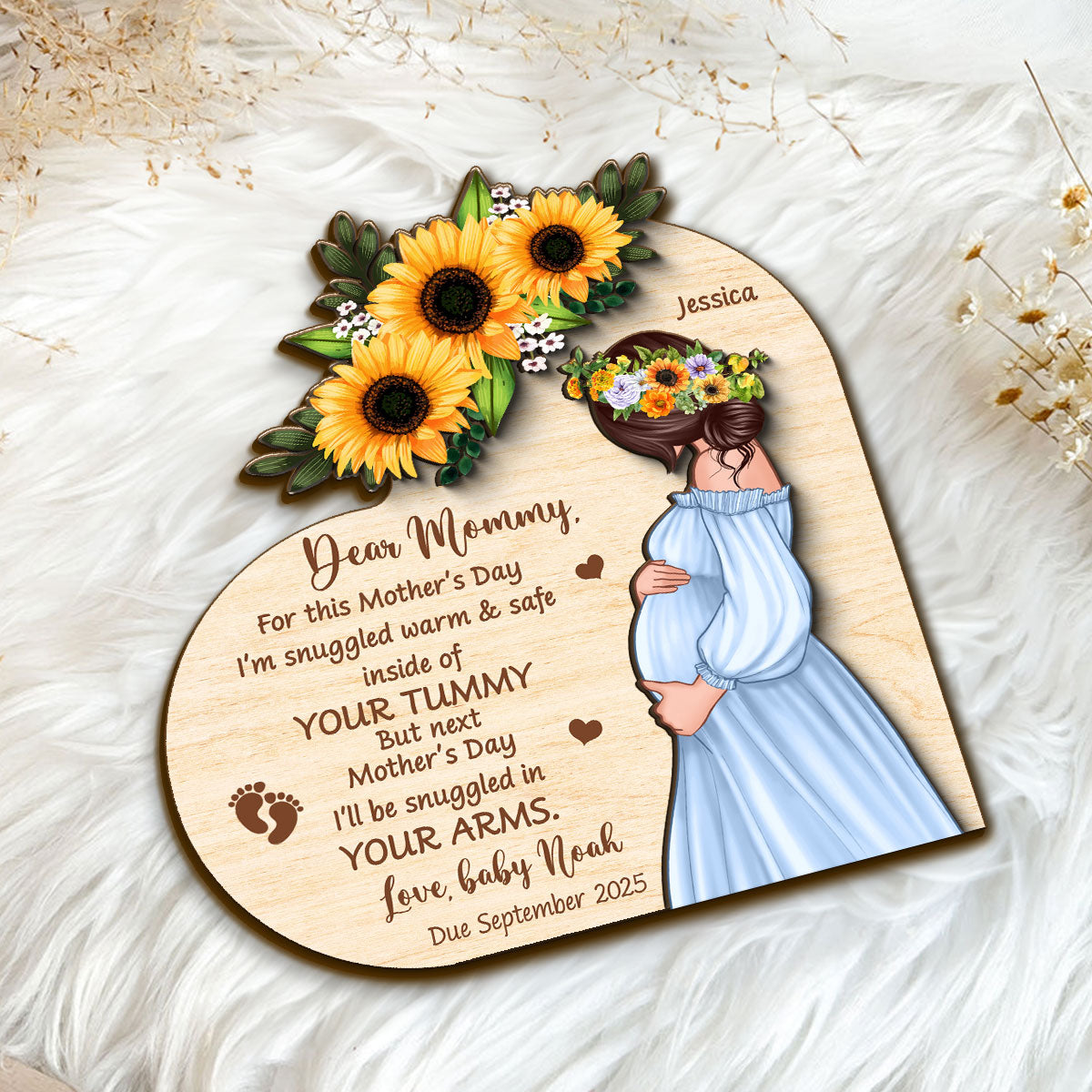 Personalized Pregnant Mom Baby Bump Wooden Plaque, Pregnancy Announcement, Expecting Parents, Gift for Mom