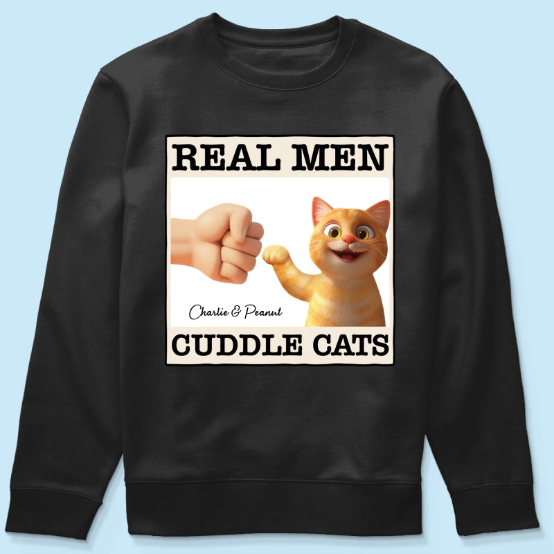 Real Men Cuddle Cats Personalized Shirt, Gift for Cat Dads