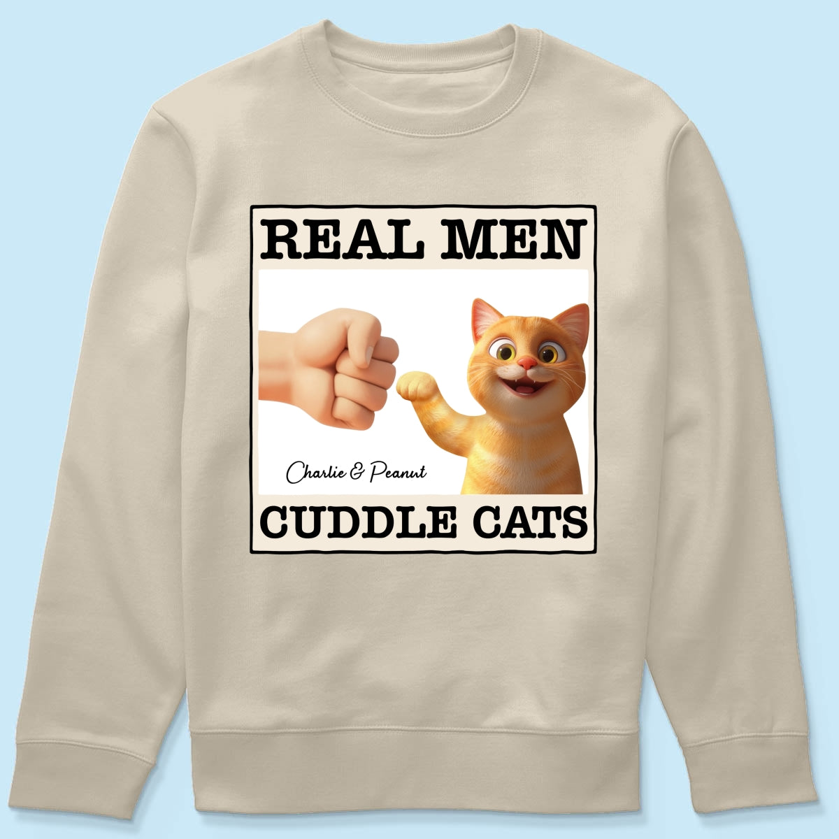 Real Men Cuddle Cats Personalized Shirt, Gift for Cat Dads