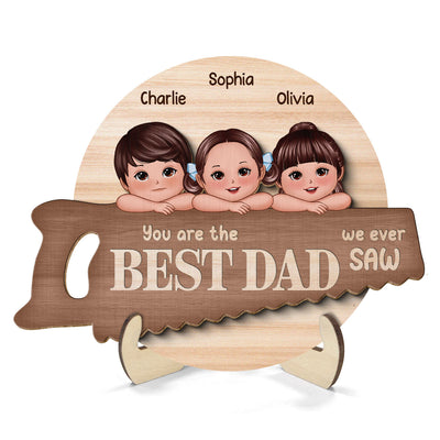 Best Dad Grandpa We Ever Saw Cute Doll Kids Personalized 2-Layer Wooden Plaque