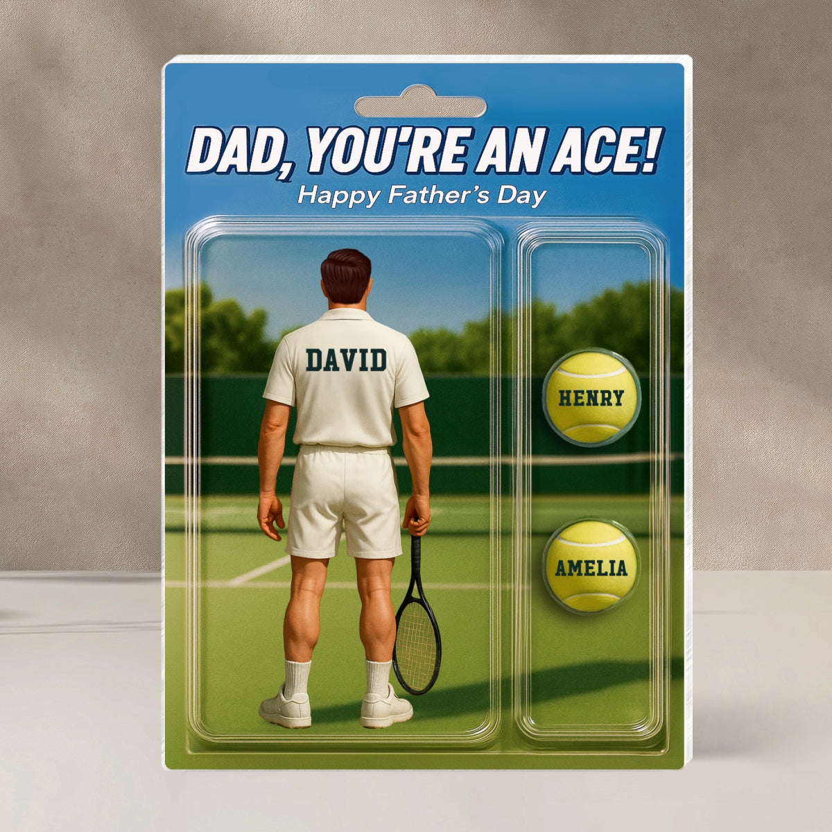 You're An Ace Tennis Dad With Kids' Names Custom Figure Personalized Acrylic Block Plaque, Father's Day Gift For Him, For Dad
