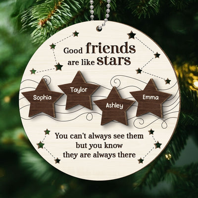 Good Friends Like Stars Friendship Gift Personalized 2-Layer Wooden Ornament