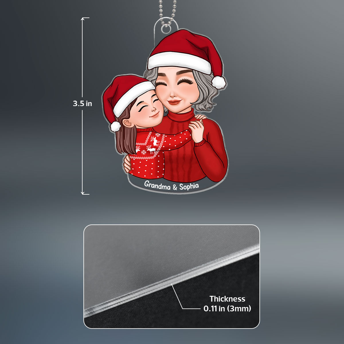 Cute Grandkid Hugging Grandma Christmas Gift For Granddaughter Grandson Personalized Acrylic Ornament