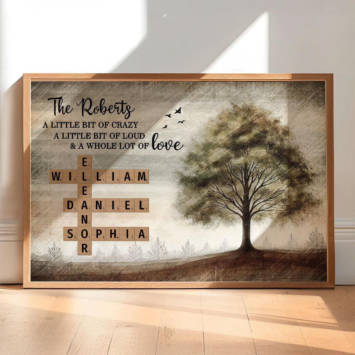 Family Whole Lot Of Love Family Tree Crossword Puzzle Art Personalized Poster, Gift For Husband, Wife, Dad, Mom