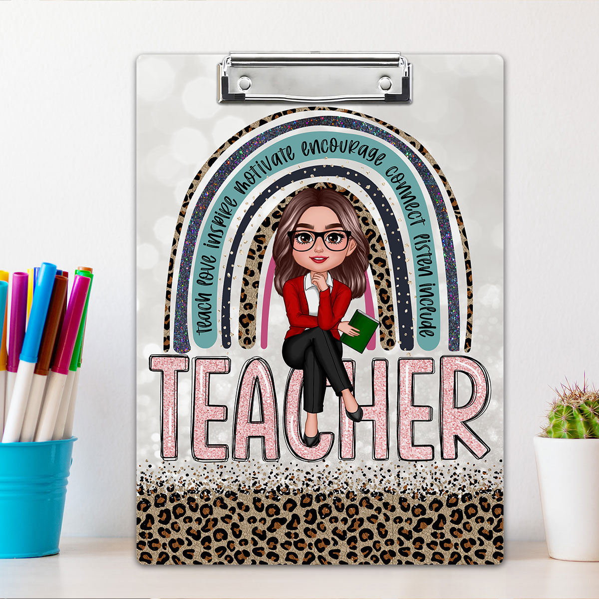 Teacher Leopard Personalized Clipboard, Gift For Teacher, Teacher Appreciation Gift, Back To School Gift