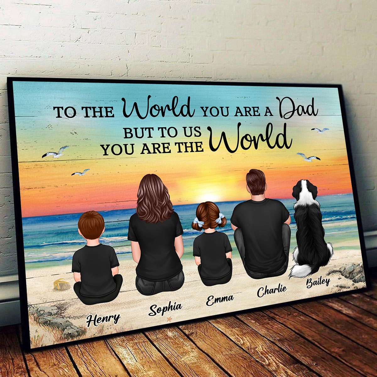 Custom Family Retro Vintage Beach Landscape Poster, Gift For Husband, Dad, Grandpa